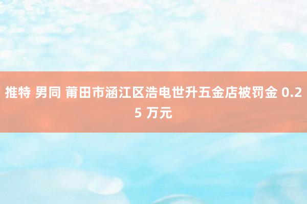 推特 男同 莆田市涵江区浩电世升五金店被罚金 0.25 万元