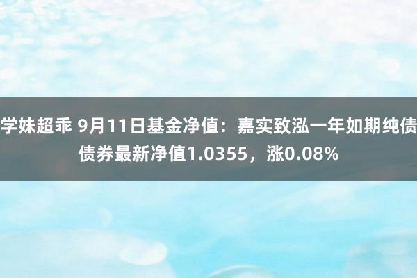 学妹超乖 9月11日基金净值：嘉实致泓一年如期纯债债券最新净值1.0355，涨0.08%