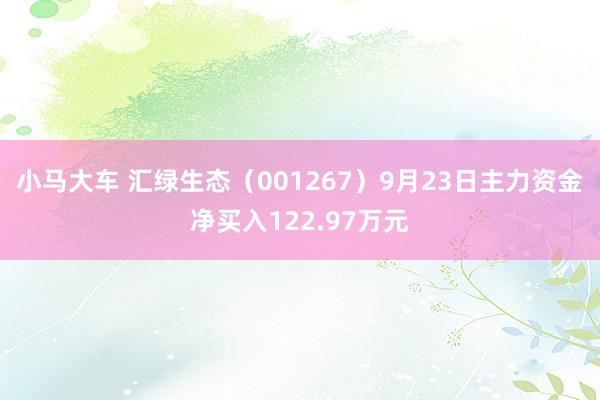 小马大车 汇绿生态（001267）9月23日主力资金净买入122.97万元