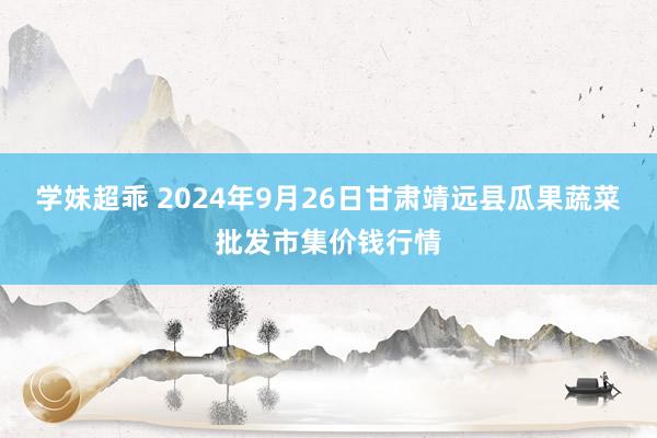 学妹超乖 2024年9月26日甘肃靖远县瓜果蔬菜批发市集价钱行情