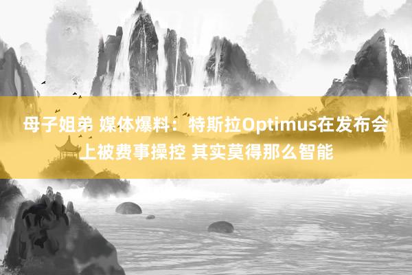 母子姐弟 媒体爆料：特斯拉Optimus在发布会上被费事操控 其实莫得那么智能