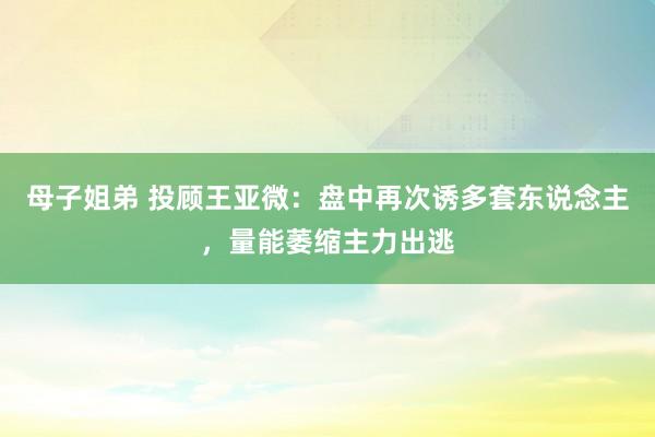 母子姐弟 投顾王亚微：盘中再次诱多套东说念主，量能萎缩主力出逃