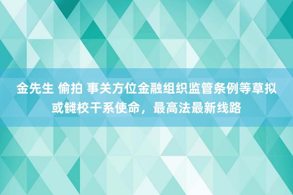 金先生 偷拍 事关方位金融组织监管条例等草拟或雠校干系使命，最高法最新线路