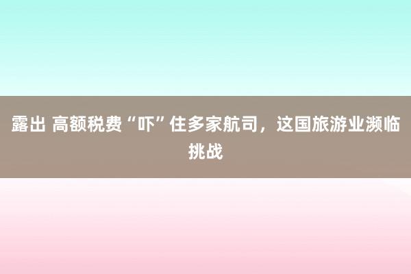 露出 高额税费“吓”住多家航司，这国旅游业濒临挑战