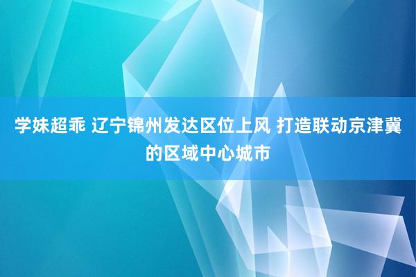 学妹超乖 辽宁锦州发达区位上风 打造联动京津冀的区域中心城市