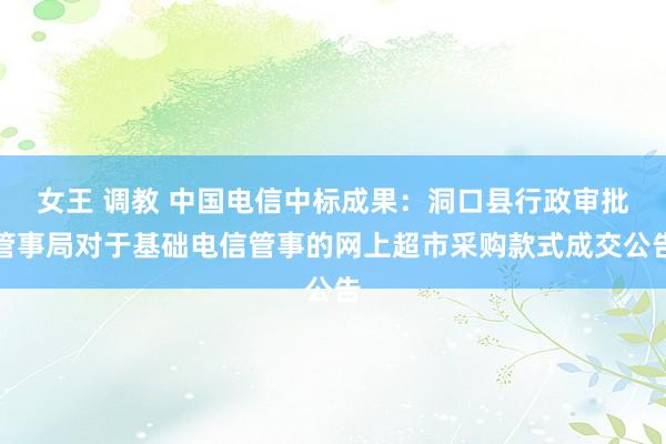 女王 调教 中国电信中标成果：洞口县行政审批管事局对于基础电信管事的网上超市采购款式成交公告