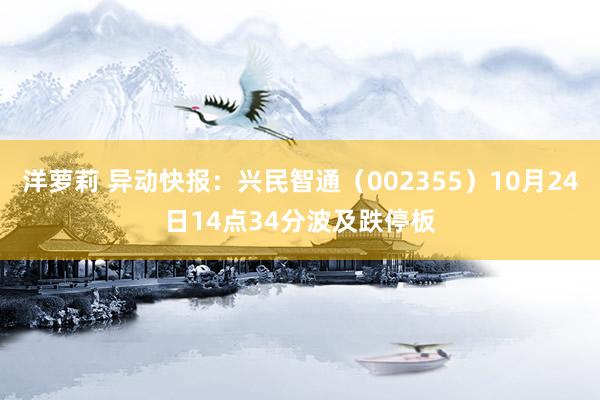 洋萝莉 异动快报：兴民智通（002355）10月24日14点34分波及跌停板