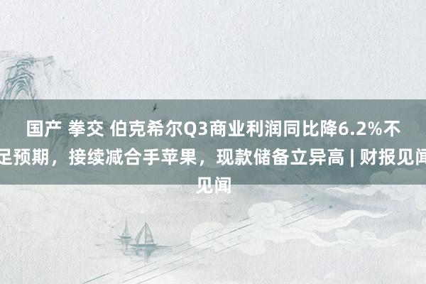 国产 拳交 伯克希尔Q3商业利润同比降6.2%不足预期，接续减合手苹果，现款储备立异高 | 财报见闻