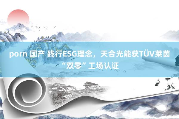 porn 国产 践行ESG理念，天合光能获TÜV莱茵“双零”工场认证