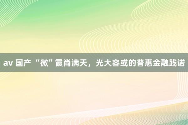 av 国产 “微”霞尚满天，光大容或的普惠金融践诺